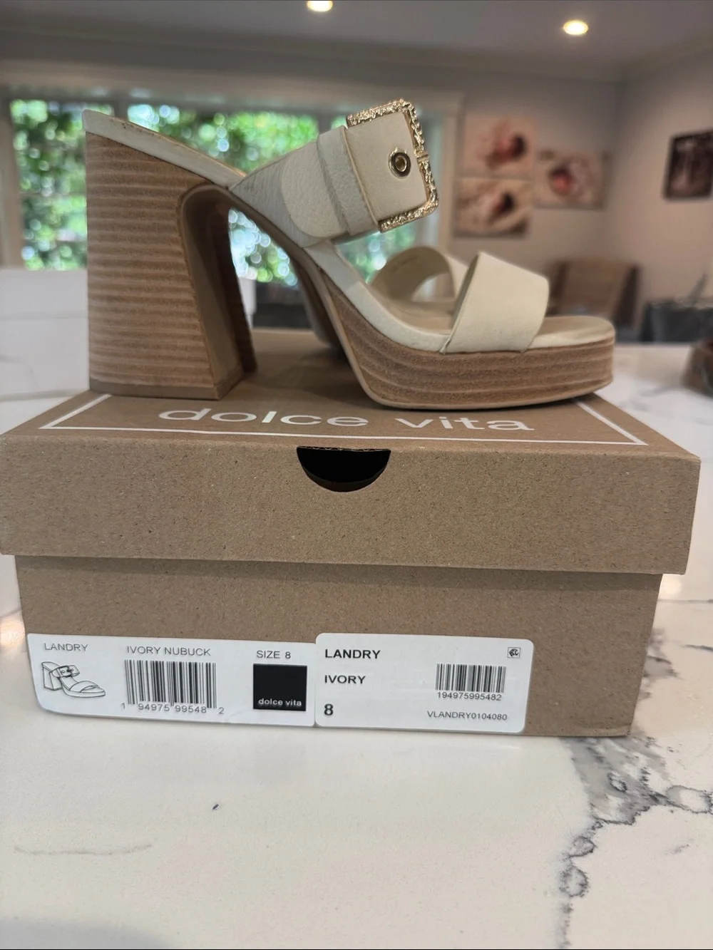 Dolce Vita Cream Platform Buckle Heels